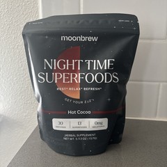 MOONBREW NIGHT TIME SUPERFOODS HOT COCOA EXTRA STRENGTH HERBAL SUPPLEMENT
