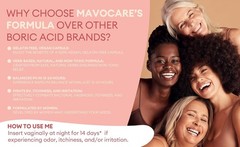 MavoCare Boric Acid Suppositories for Women – 600mg with Calendula & Vitamin E –