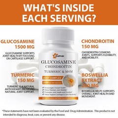 Glucosamine Chondroitin Turmeric MSM Triple Strength Joint Support 2100mg 60Caps
