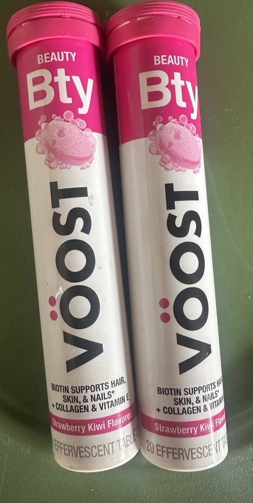 LOT OF 2 Voost Beauty Hair Skin Nails Strawberry 20ct Efferve Tabs Exp 7/2027 A6