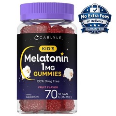 Melatonina para Niños 1 mg 70 Gomitas Veganas Sabor Fruta Sin OGM Sin Gluten