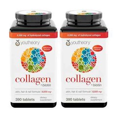 2 x Youtheory Collagen Plus Biotin 390 Tablets Skin Hair and Nails exp 05/27
