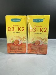 2X Tolous Vitamin K2 + D3 2 In 1 Support Supplement for Bone and Heart Health