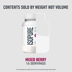 Isopure Clear Low Carb 100% Whey Protein Isolate Powder, Mixed Berry