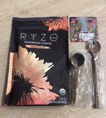RYZE Mushroom Coffee USDA Organic with 6 Adaptogenic Mushroom Spoon Scoop Magnet
