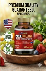 Digestive Enzymes Prebiotic & Probiotics, Gas Constipation Bloating Relief 100