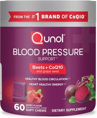 Qunol Beets Chews for Blood Pressure Support, 3 in 60 Count (Pack of 1), Red