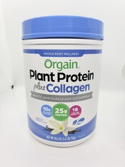 Orgain Organic Plant Protein Powder Plus Collagen, Vanilla Bean, Exp 6/27