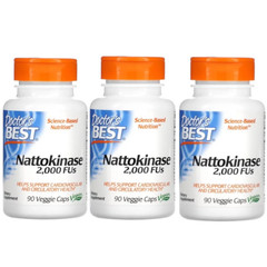 Doctor’s Best Nattokinase (2,000 FUs) 90 Vcaps Each (Pack of 3)