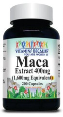 MACA ROOT EXTRACT 1600 mg 200 Capsules VITAMINS BECAUSE