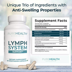 PureHealth Research Lymph System capsules Reduce Swelling,Lymphatic health 60pcs