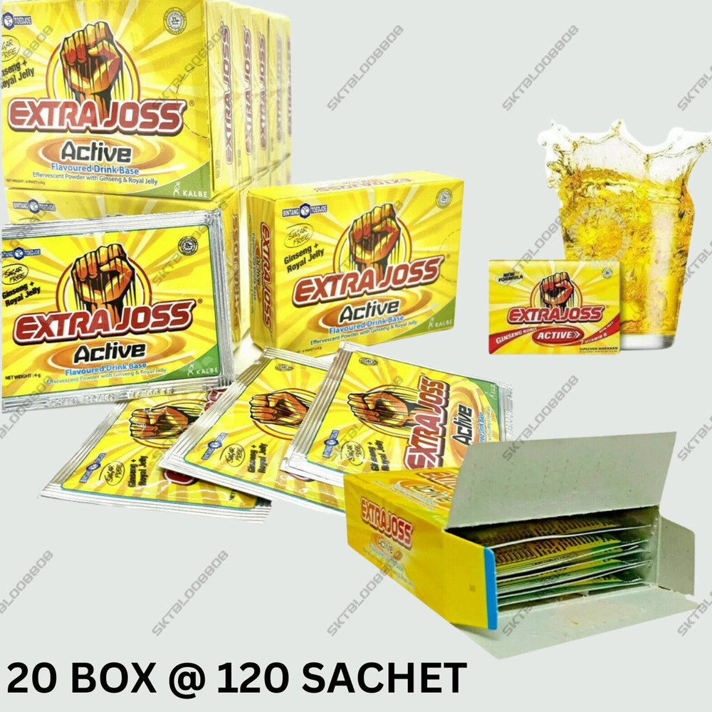 EXTRA JOSS 20 Box (120 SACHETS) Energy Drink Powder Sugar Free Boost Stamina